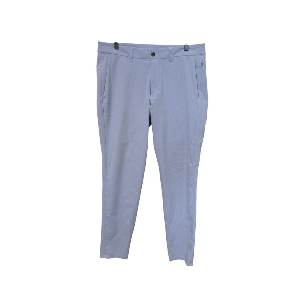 Lululemon Commission Slim-Fit Pant Mens 33 Blue Warpstreme Micro Check LM5AF6S